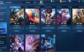 conta mobile legends, 35 heróis e 56 skins - rank mestre II