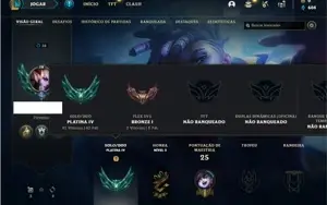 Conta Platina 4 com 28 Champs e 5 Skins + 4 Fragmentos