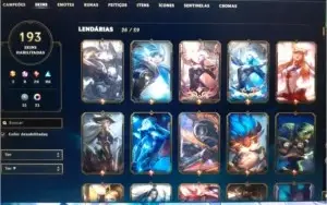 Conta League of Legends com 193 skin incluindo 8 míticas
