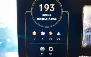 Conta League of Legends com 193 skin incluindo 8 míticas