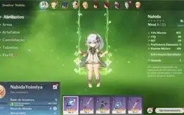 Conta Genshin Impact AR 5 com Nahida e Yoimiya
