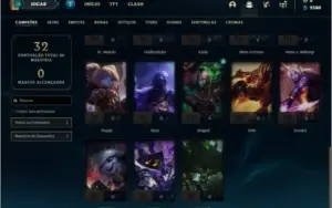 Conta ouro 1 com 3 skins e 28 champs