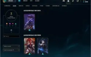 Conta ouro 1 com 3 skins e 28 champs