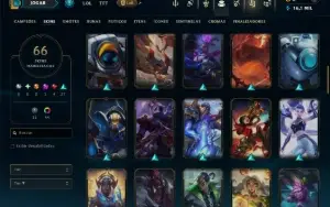 Ouro 3 com TODOS os Champs e 66 Skins