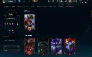 Ouro 3 com TODOS os Champs e 66 Skins