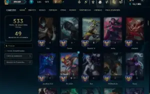 Ouro 3 com TODOS os Champs e 66 Skins