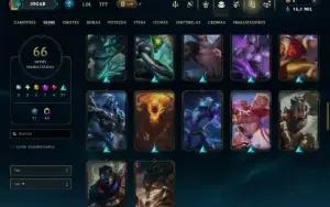 Ouro 3 com TODOS os Champs e 66 Skins