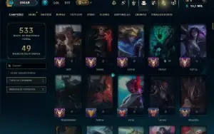 Ouro 3 com TODOS os Champs e 66 Skins