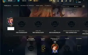Unranked com 20 Champs e 3 Skins + 2 Fragmentos