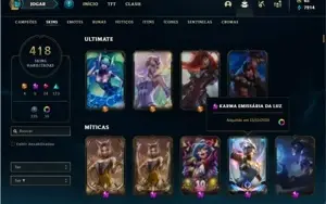 Conta unranked com 150 Champs e 418 Skins + 3 Prestigios