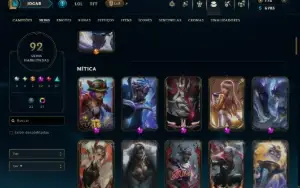 Ouro 1 com 110 Champs e 92 Skins +10 Miticas
