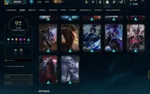 Ouro 1 com 110 Champs e 92 Skins +10 Miticas