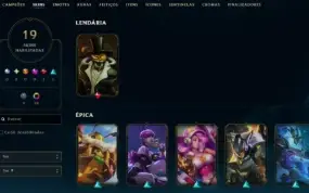 Esmeralda, 19 Skins, 47K EA, honra 4, Lvl 104, 128 campeões