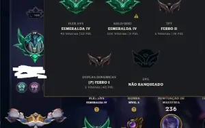 Esmeralda, 19 Skins, 47K EA, honra 4, Lvl 104, 128 campeões