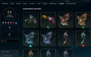 Esmeralda, 19 Skins, 47K EA, honra 4, Lvl 104, 128 campeões