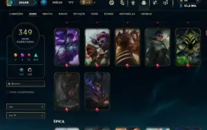 Esmeralda 2 com TODOS os champs e 349 Skins ( Nivel 587 )