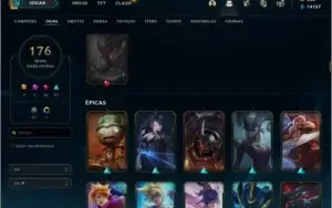 Conta platina 4 com todos campeões e 176 skins
