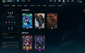 Conta platina 1 com 150 Champs e 163 Skins + 3 RARAS