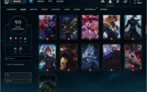 Conta platina 2 com TODOS os champs e 90 skins MAIN TOP / JG