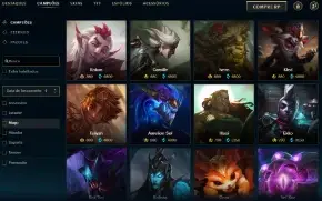 Unranked com 120 Champs e 66 Skins + 1 Prestigio da Senna