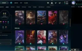 CONTA LOL OURO3 • 62 CHAMP + 44 SKIN 9770 RP
