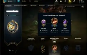 Conta unranked com 17 skins e 118 champs