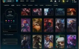 Conta unranked com 17 skins e 118 champs