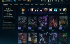 Prata 3 com TODOS os champs e 126 Skins ( Nivel 596 )