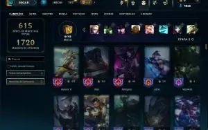 Prata 3 com TODOS os champs e 126 Skins ( Nivel 596 )