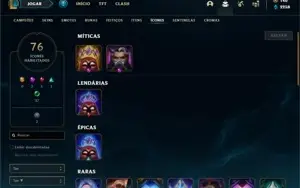 Conta Platina 4 com 33 Champs e 10 Skins