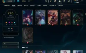Esmeralda 1 com TODOS os champs e 290 Skins + 5 Vitoriosas