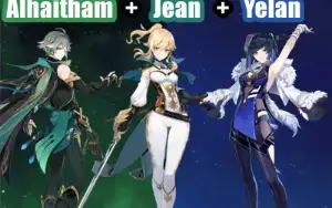 Conta Genshin Impact AR 7 com Alhaitham, Yelan e Jean