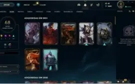 Conta LoL top 94 champs e 68 skins ouro 1