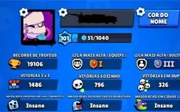 Conta Brawl Star com 19k de troféus e 48 personasgens +skins
