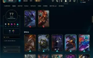 Unranked com 150 Champs e 77 Skins ( ADC / TOP )