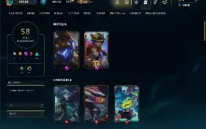 Prata 4 com 100 Champs e 58 Skins ( JG / ADC / TOP )