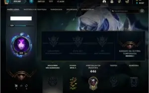 Conta unranked com 118 skins e 147 champs