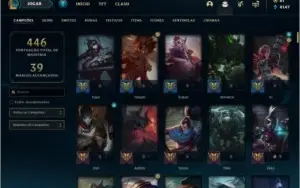 Conta unranked com 118 skins e 147 champs