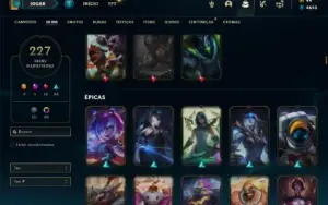 Conta Unranked com TODOS os champs e 227 Skins ( SUP / ADC )