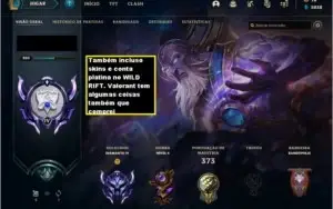 Conta Wild Rift 11 skins e 104 skins no lol de pc diamante 4