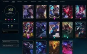 Conta Wild Rift 11 skins e 104 skins no lol de pc diamante 4