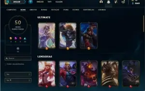 Conta unranked com 50 Skins e 113 Champs + 3 Ultimates