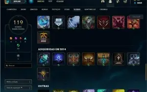Conta unranked com 50 Skins e 113 Champs + 3 Ultimates