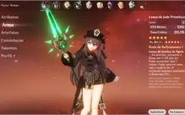 Genshin Impact Hutao com Lança de Jade Primitiva/Mona/Venti
