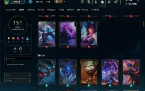 Prata 4 com TODOS os champs e 151 Skins