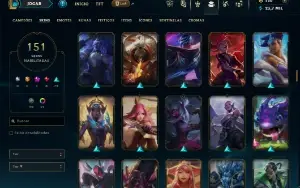 Prata 4 com TODOS os champs e 151 Skins
