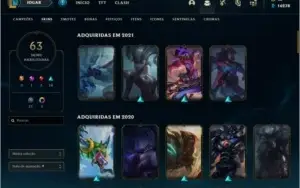 Conta de LOL - Skins vitoria desde 2018 até agora