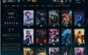 Unranked com 150 Champs e 102 Skins ( TOP / JG / ADC )