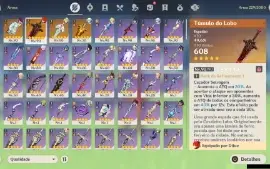 Genshin Impact - Ar56 10 Personagens T5 E 4 Armas T5 + Skins