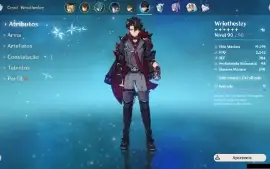 Conta Genshim impact AR-60 + 16 5 estrelas + Armas